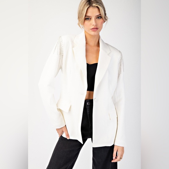 eesome Jackets & Blazers - Rhinestone Fringe Blazer Jacket - eesome